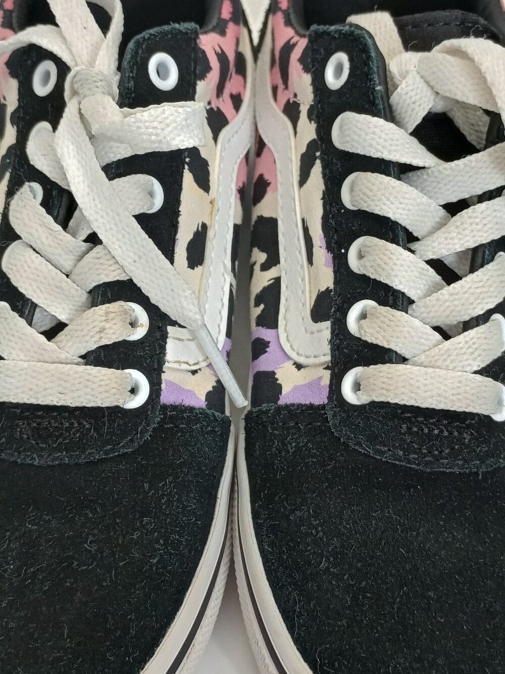 Vans Old Skool Leopard Print Sneakers Kids Girls Size 2 US Pink Purple Black EU - Picture 4 of 13